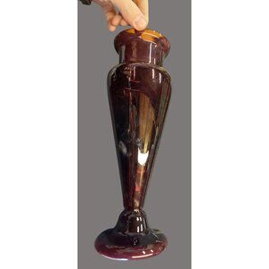 Vintage Deep Amethyst Purple Glass Vase 13" Tall Elegant Decor T31 H